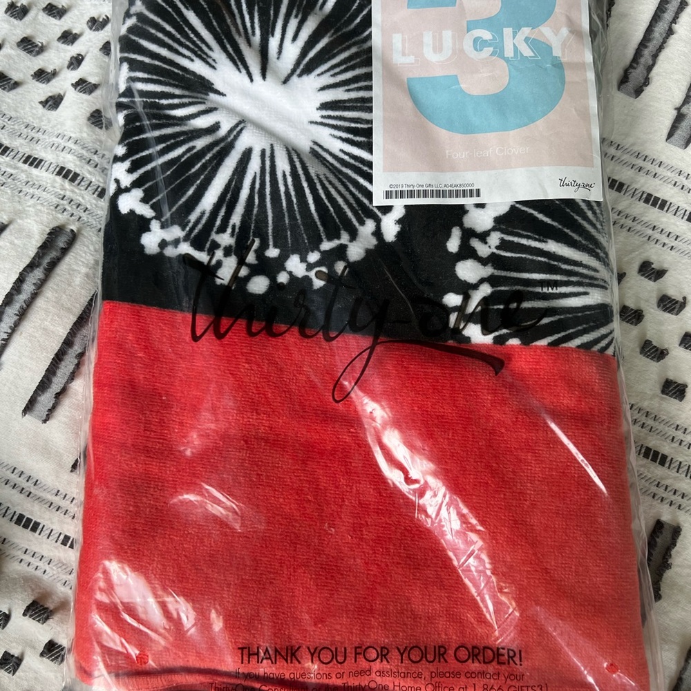 Thirty-One Red and Black Fireworks Beach Towel